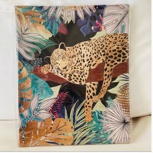 NWT. Leopard in the Jungle Canvas Wall Art in Black and Green!